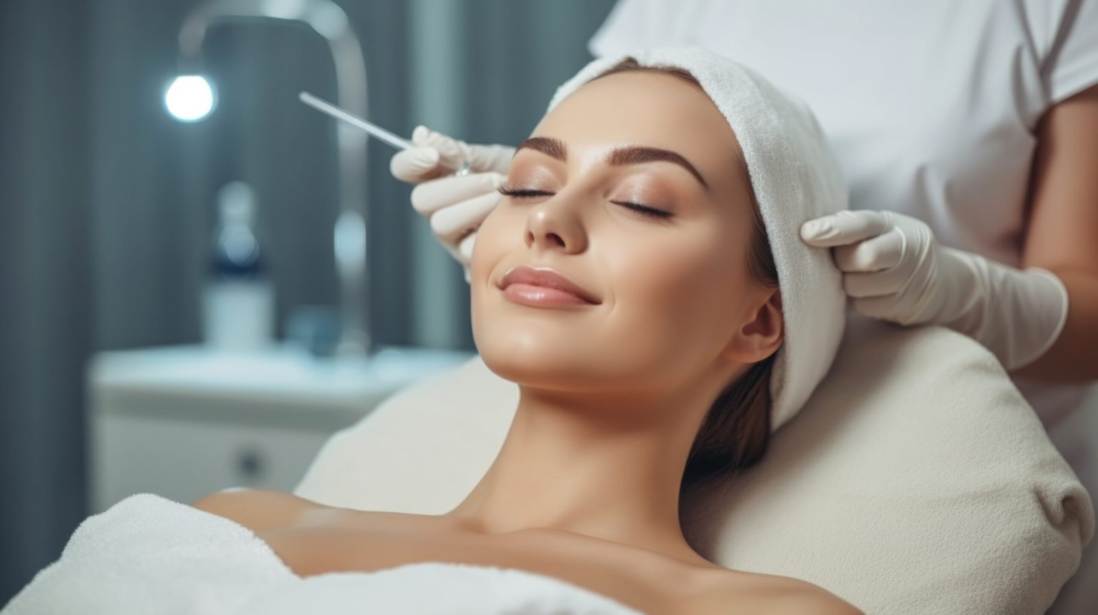 A beautiful woman take facial treatment